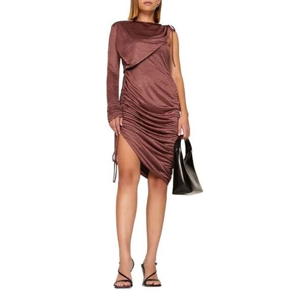 Collective Brown Ruched Dress by Love Whit - Picture 1 of 11